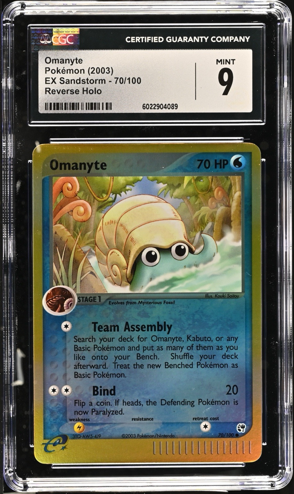 CGC 9 MINT Omanyte 70/100 EX Sandstorm Reverse Holo 2003 Pokémon Card
