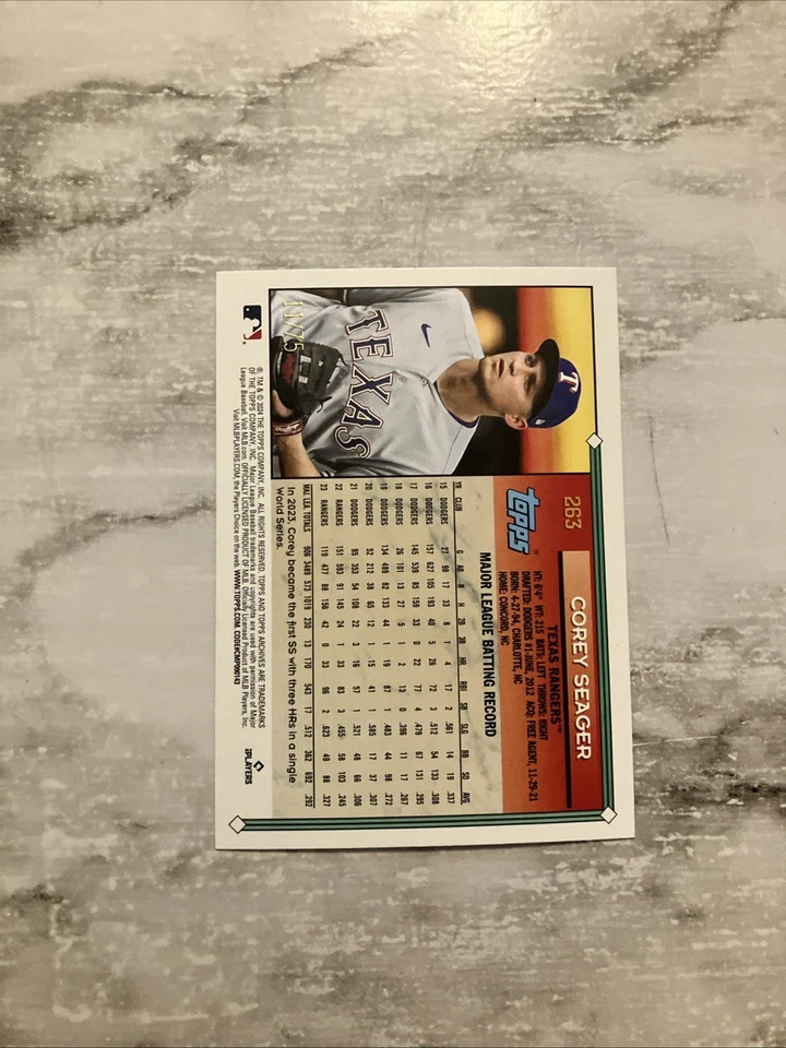 2024 Topps Archives Corey Seager #263 Aqua Sparkle Foilboard /75 - Image 2 of 3