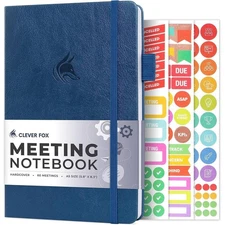 Clever Fox Meeting Notebook Work & Business Organizer A5 (Mystic Blue)