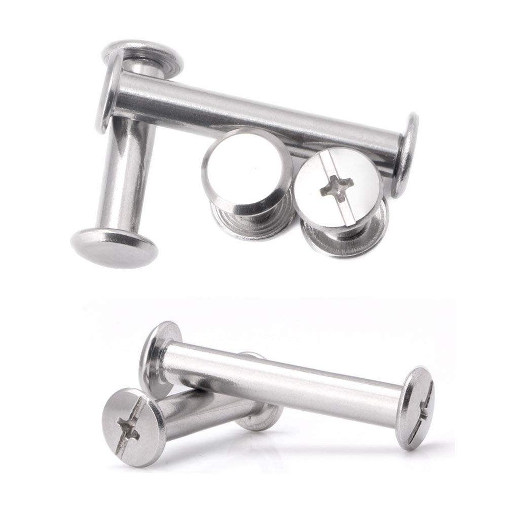 Chicago Screws Kit,SpzcdZa 120sets 6 Sizes Screw Rivets Silver Chicago Bindin...
