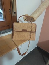 Borsa Label Rose in Rafia (A mano, tracolla e spalla)