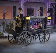 Home Accents Holiday 5ft Grave & Bones Animated LED Hearse Skeletons✅Quick Ship✅