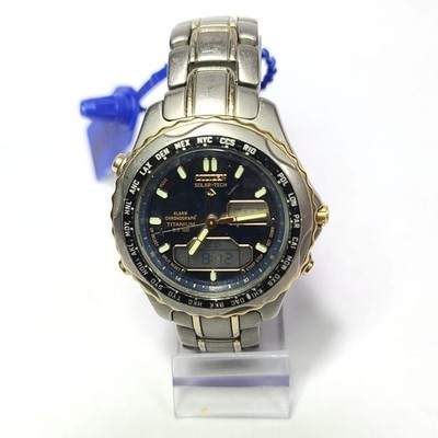 CITIZEN ECO DRIVE BLACK DIAL TITANIUM CHRONO WATCH FOR MEN'S D2-12