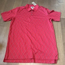 NWT Men's XLT FOUNDRY Quick-DRI Red POLO Geometric Diamond Design Cotton Blend