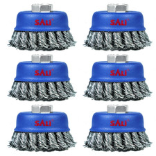 6 Pack Wire Cup Brush, 3 Inch Twisted Knotted Cup Brush for Grinders, with 5/8-1