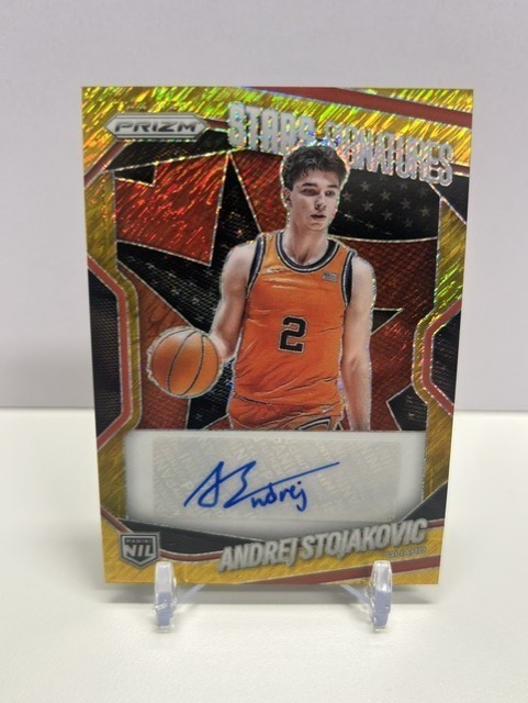 2025-26 Panini Prizm Andrej Stojakovic GOLD SHIMMER Rookie Auto Card 1/10 FIRST