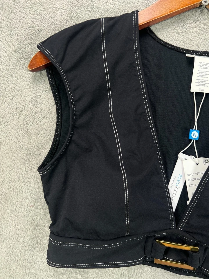 Nuevo con etiquetas Top corto de bikini Bleu Rod Beattie para mujer talla 8 negro Top de natación sumergido NUEVO Foto 2 de 4