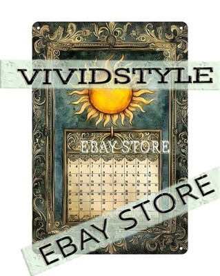 Celestial Calendar Metal Poster Tin Sign Sun Cycle Chart