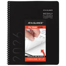 2026 Planner, Weekly & Monthly, 8.25" x 11", Large, Contemporary Lite, Black ...