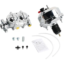 Chrome 7" Street Hot Rod Custom Power Brake Booster Bail Top Master Cylinder