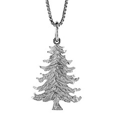 925 Sterling Silver Detailed Christmas Tree Pendant 7/8 22mm Inch Tall