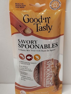 Nutritious Savory Spoonables with Salmon, Tuna & Krill for Happy Cats - 6 Tubes