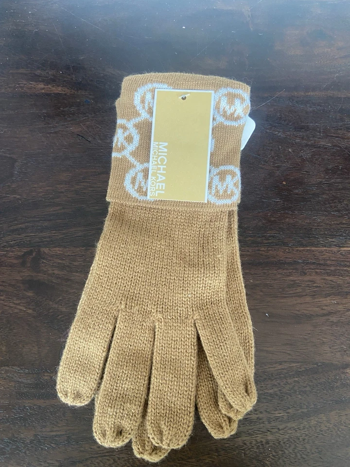 Mitones para mujer Michael Kors color camel oscuro crema marrón claro talla única nuevos con etiquetas Foto 2 de 4