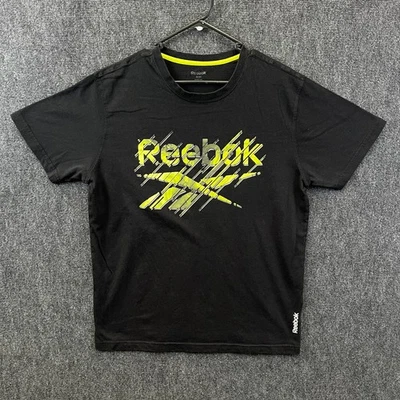 Reebok Mens Short Sleeve T-Shirt Black Graphic Spell Out Logo Crew Neck Size M - image 1 of 4