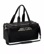 Versace Fragrances Black Duffle with Silver Tone Zipper Travel Overnight Bag New