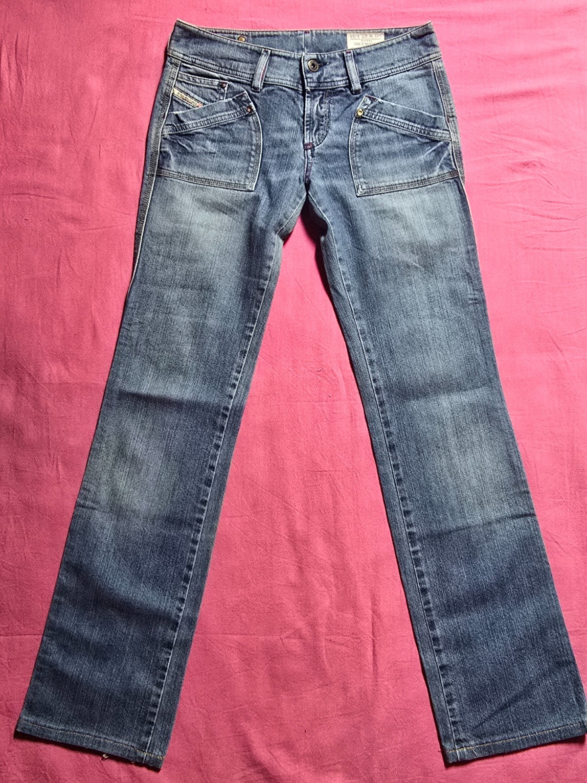 Jeans Vintage DIESEL RECKFLY Donna W27 L34 Vita Bassa low rise Denim Bootcut Y2K