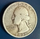 1935-S Washington Quarter Dollar - 90% Silver Content - VG-F Condition
