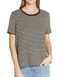eileen fisher striped linen top