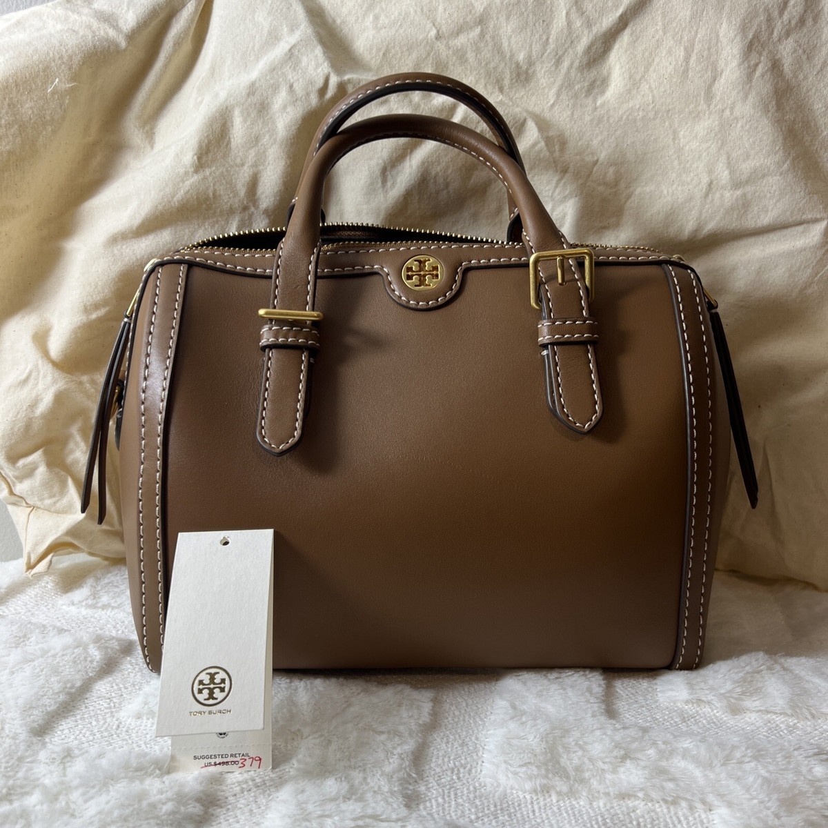 New Tory Burch T Monogram Leather Duffle Moose | eBay