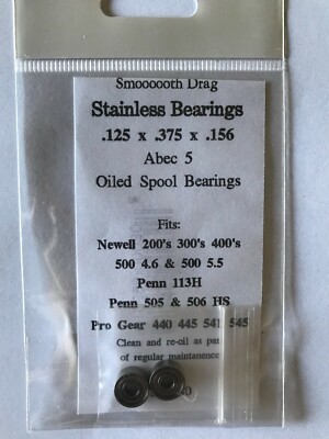 Smooth Drag Newell ABEC 5 200, 300, 400 & 500 Series (NO 3.2) SS Ball Bearings