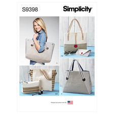 Simplicity Sewing Pattern S9398 Assorted Tote Bag, bag and Clutch
