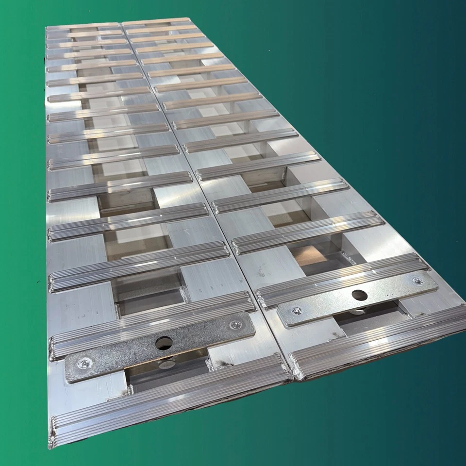 Pair of 87.5''X15'' 10000 LBS Aluminum Trailer Ramps Hook End - Image 2 of 4