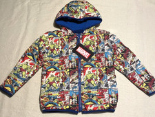Marvel Boy's Reversable Quilted Fleece Hooded Jacket Avengers, Size 2T NWT