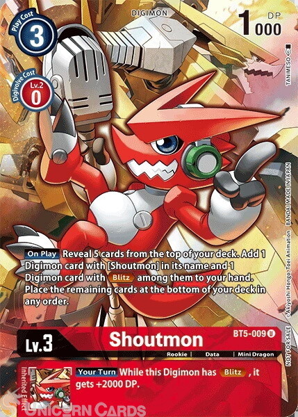 BT5-009 Shoutmon Uncommon Alternative Art Mint Digimon Card