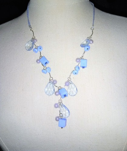 Beaded necklace choker square beads adjustable silver 16" to 19" choose color - Picture 10 of 20