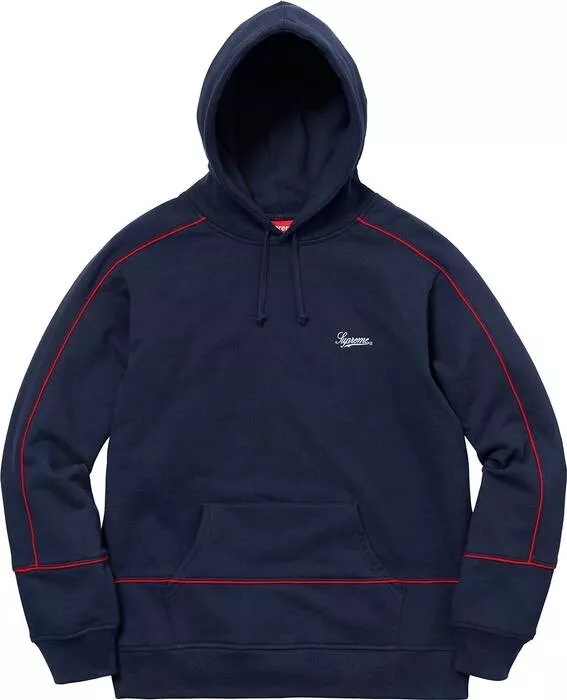 Sweat à capuche Supreme Piping taille M bleu marine