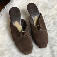 Cole Haan Womens Brown Suede Leather Platform Clogs Size 8.5