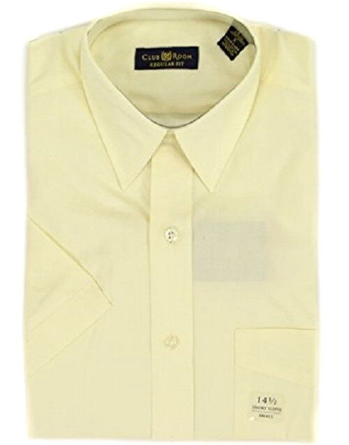 Мужская однотонная рубашка с коротким рукавом Club Room, желтая, 14,5/S