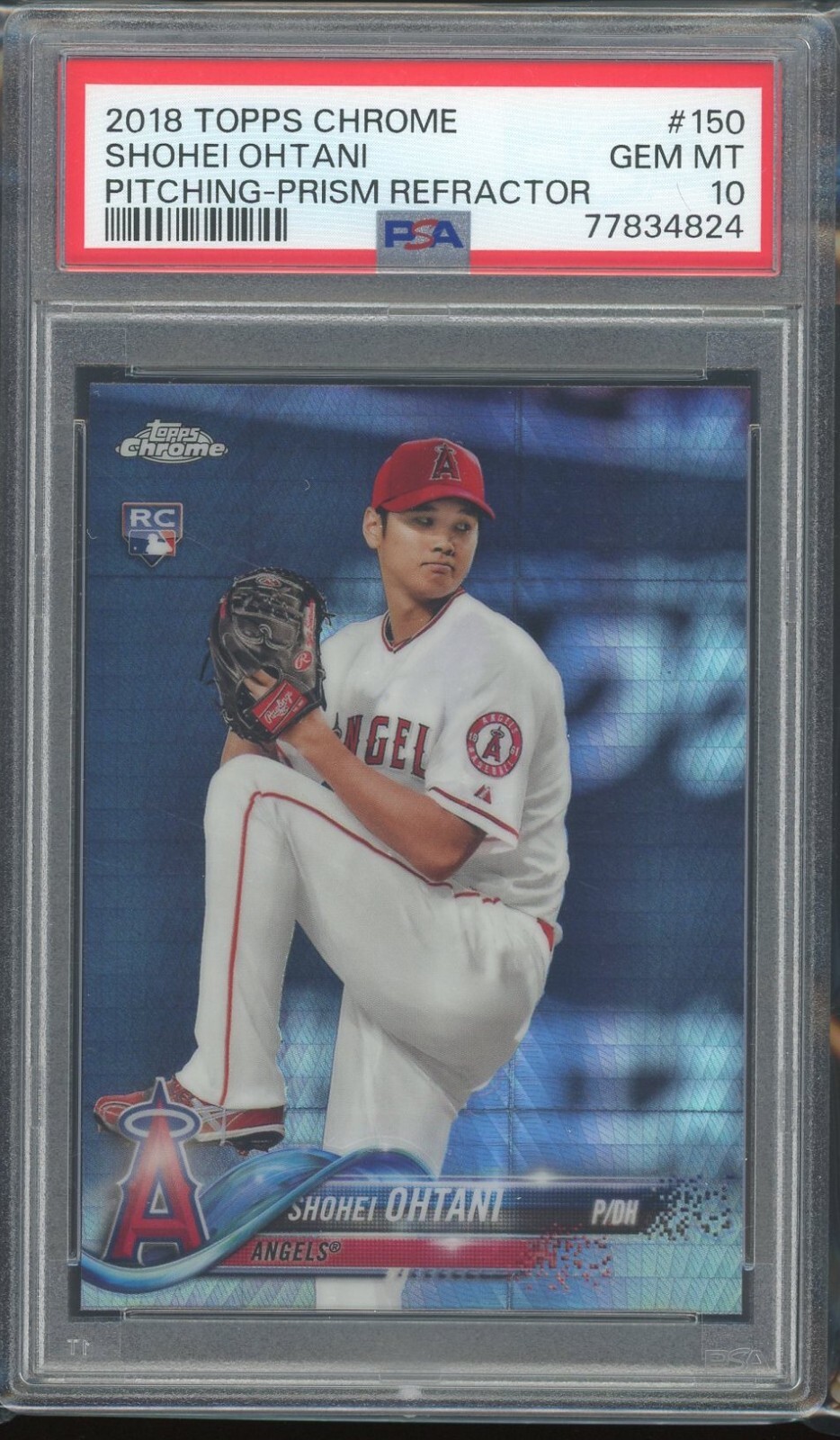 2018 Topps Chrome #150 Shohei Ohtani Pitching Prism Refractor Rookie PSA 10
