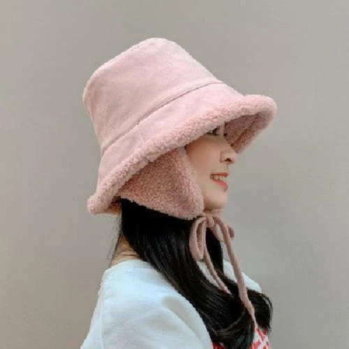 New Women Winter Bucket Hat Fleece Faux Fur Plush Hat Soft Warm With Ear Flaps - Bild 9 von 9