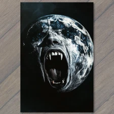 POSTCARD Dark Earth Monster Face Fire Eyes Teeth Nightmare Planet Cosmic Terror