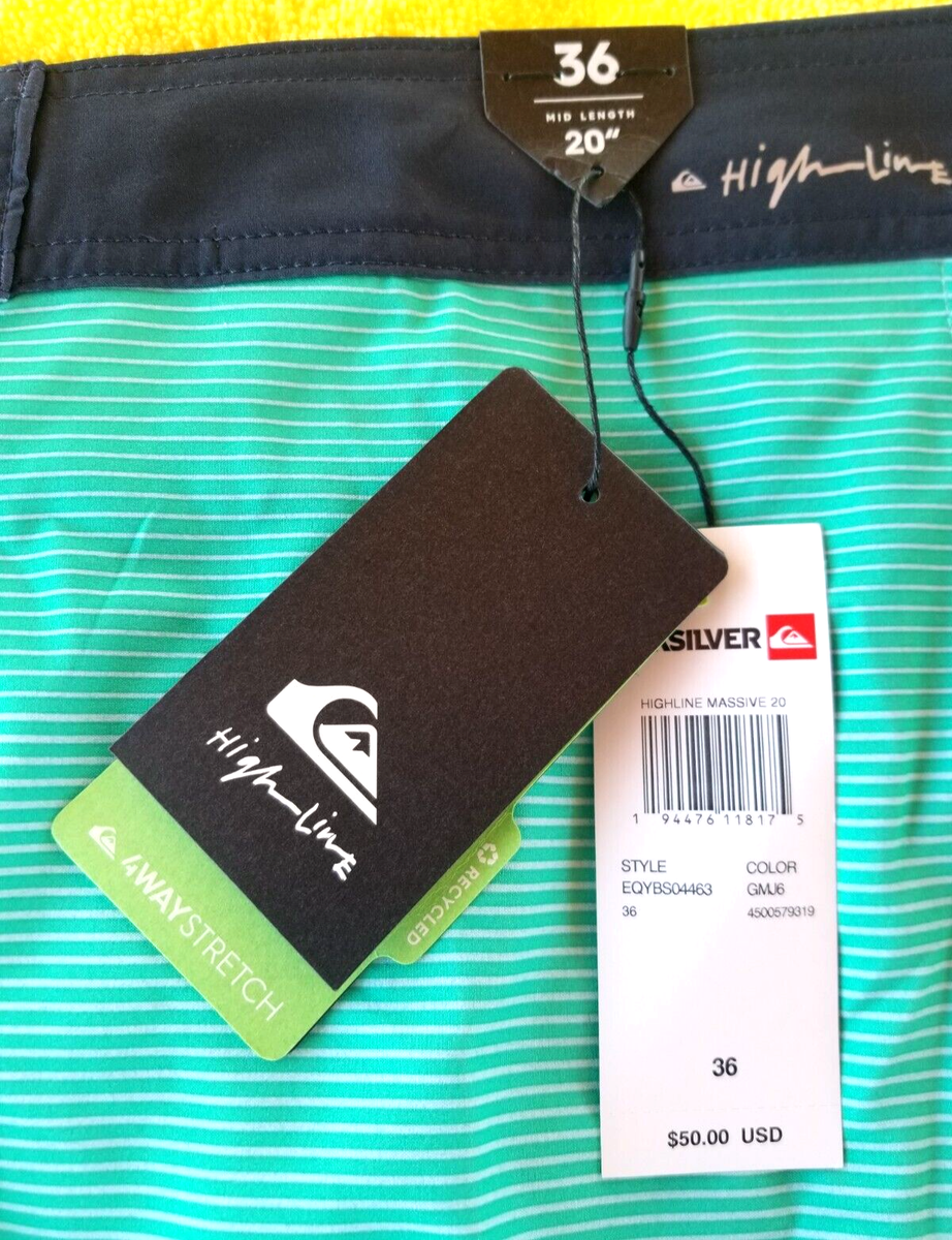 NWT QUIKSILVER MEN'S FINE TURQUOISE HIGH LINE FLIGHT BOARD