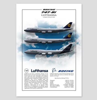 Lufthansa Boeing 747 Poster | Detailed Aviation Art Print | Civil Airliner Wall