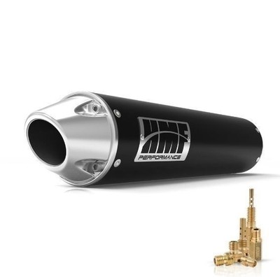 HMF PERFORMANCE SLIP ON EXHAUST BLACK W/ BRUSH EURO CAP + JET KIT LTZ400 03 - 08