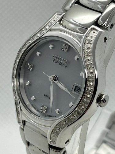 Citizen Eco-Drive Silhouette EW0970-51B Women's Diamond 26mm S.S. Silver Watch - Picture 3 of 8