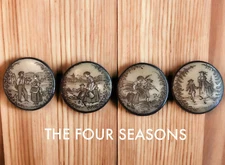 Lot of 4 Vintage Victorian Button - The Four Seasons - Spring Summer Fall Winter
