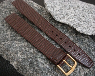 Vintage Hirsch Chocolate Lizard Grain  Rainbow 18mm  Open-Ended Watch Strap