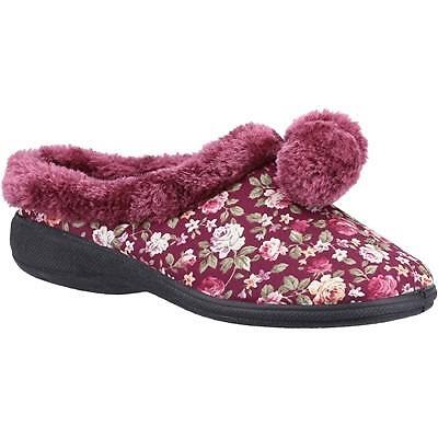 Fleet & Foster Buzzard women's burgundy floral classic mule slipper