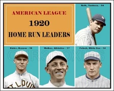 Babe Ruth Sisler Walker Felsch Photo 8X10 - 1920 AL Home Run Leaders COLORIZED