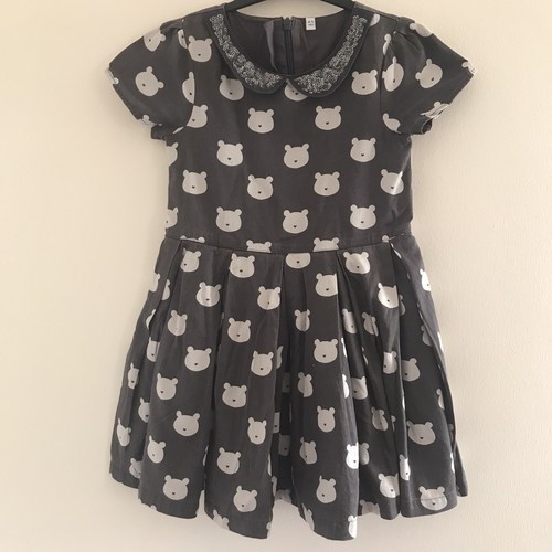 M&S Black Grey Girls Dress, 5 Years, Beautiful Dress, Great Quality, Bear Print - Picture 4 of 11
