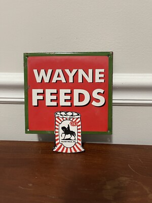 Wayne Feeds I.Q Allied Hills, NC Advertising Sign 7x8 Inches