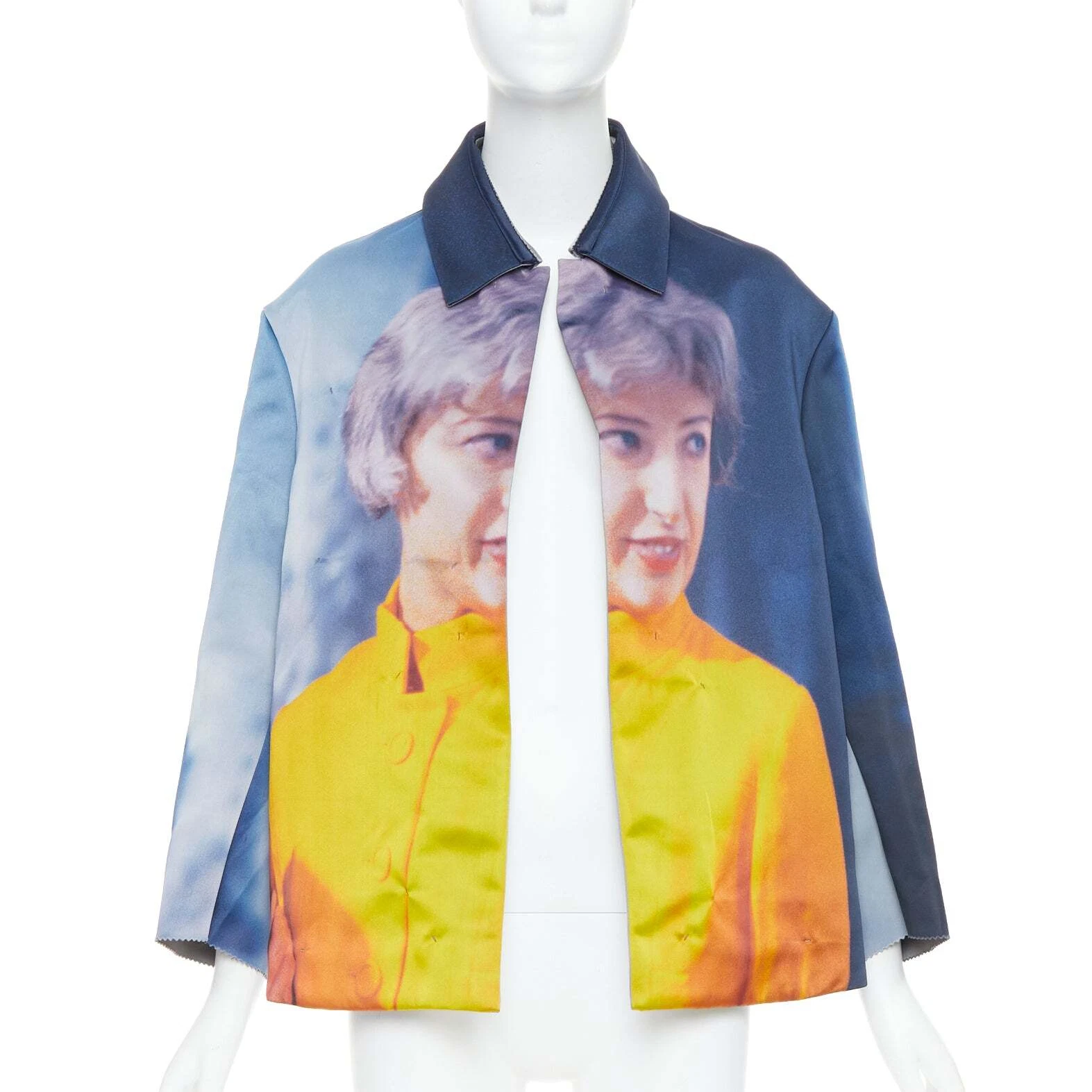 UNDERCOVER rara giacca SOTTOCOPERTA Cindy Sherman stampa blu giallo poliestere seta JP2 M