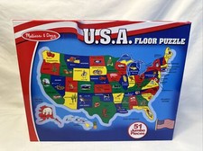 Melissa Doug USA Map Floor Puzzle 51 Pieces - Large 3 X 2 - 51 Jumbo Pieces