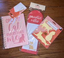 Cat Themed Bundle School Office Supplies Notebook Clips Pad Sticky Notes Teacher