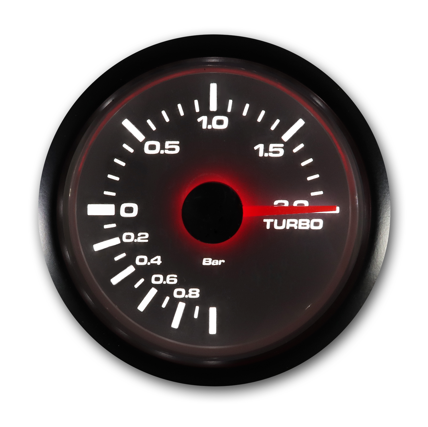 MGS 52mm Electrical Turbo Boost Gauge 1 2 BAR White & Green LED