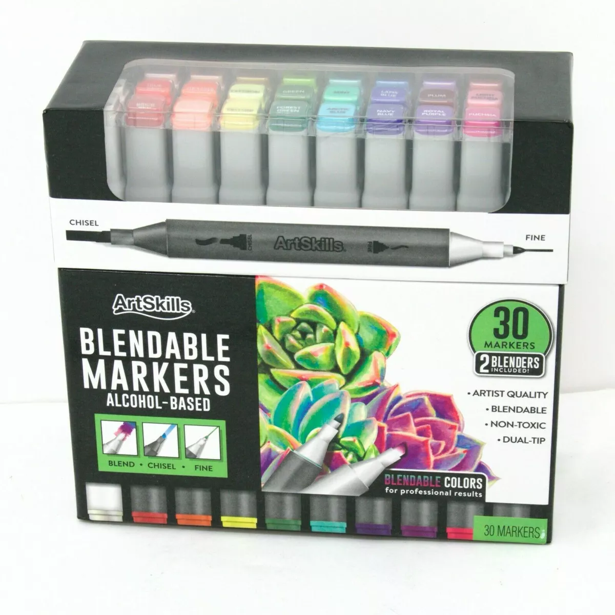 ArtSkills Dual-Tip Blendable Colors Alcohol Marker Set, 30 Count